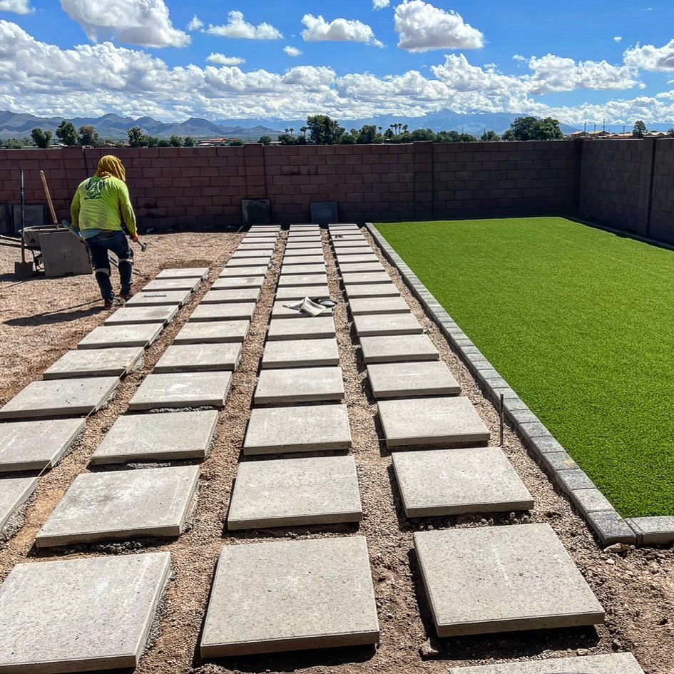 Paver and turf installation