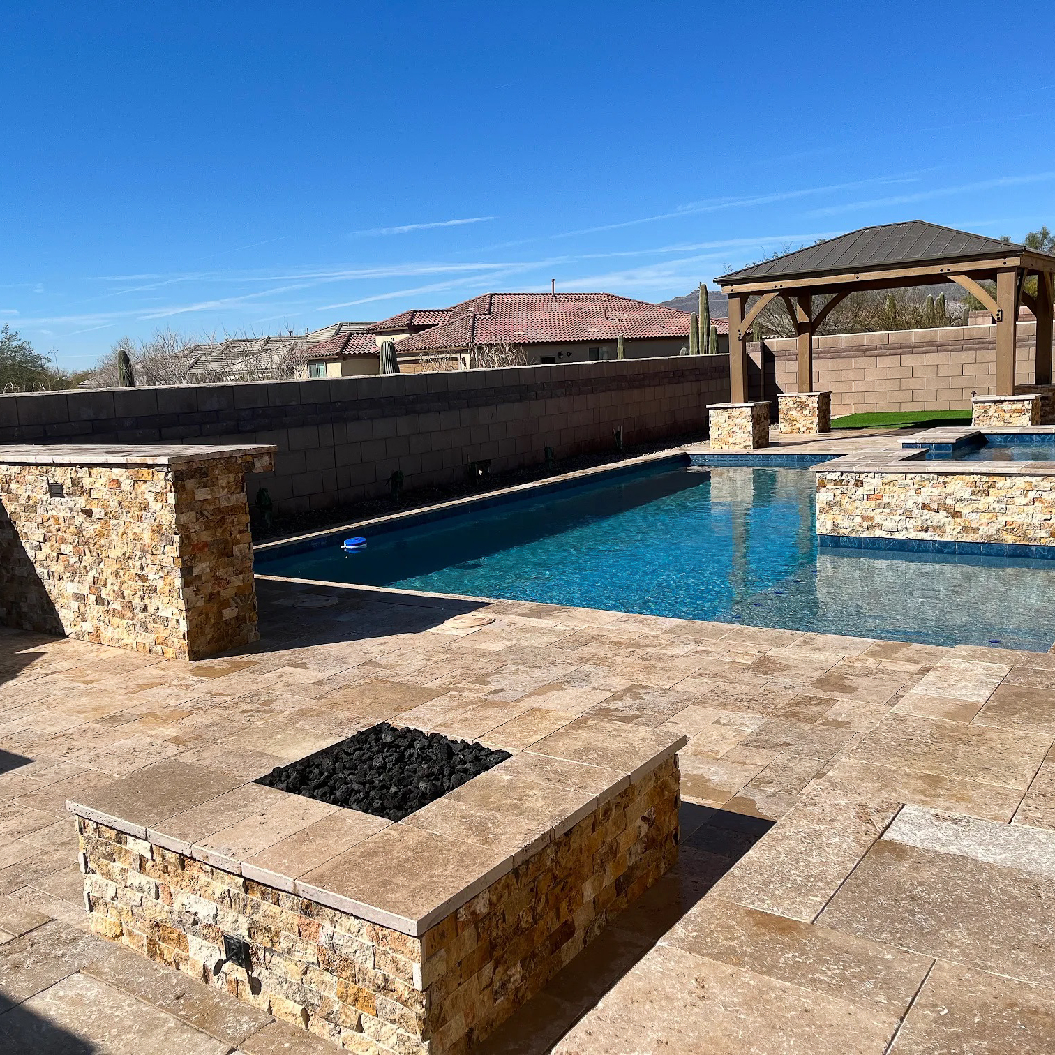Custom backyard landscape installation in Tucson