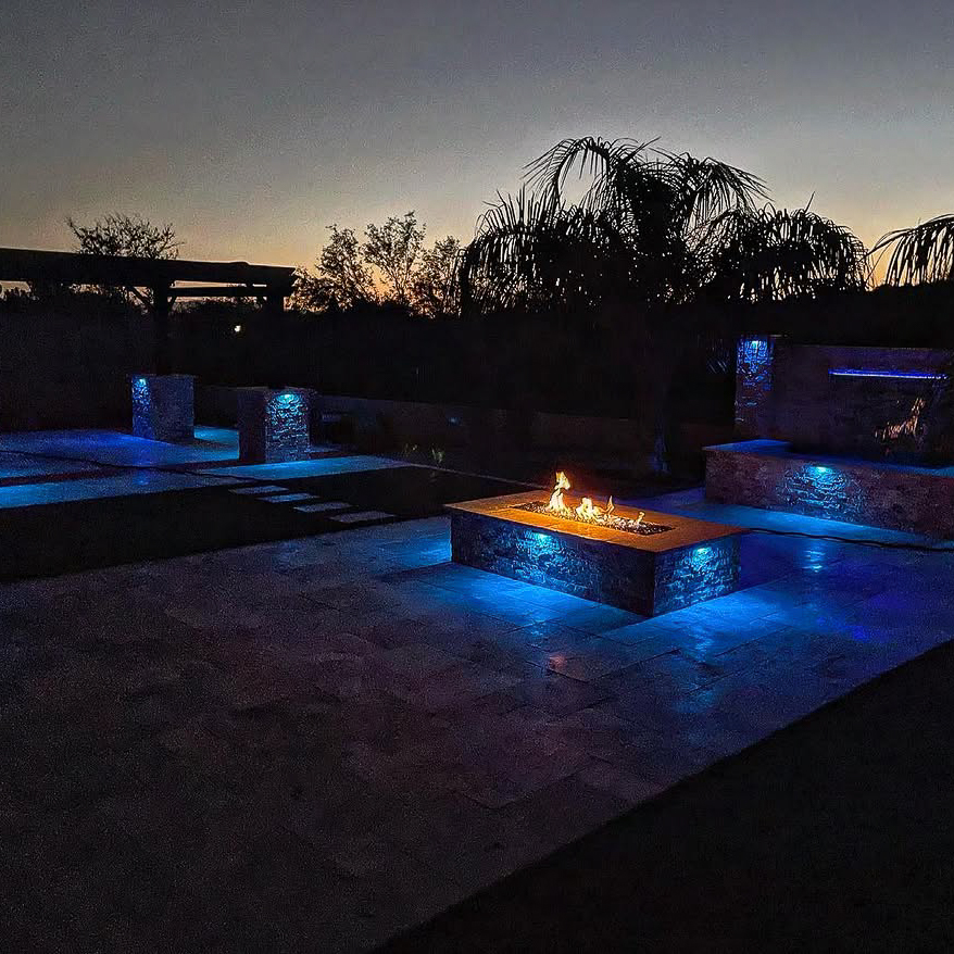 Night landscape lighting with color changers